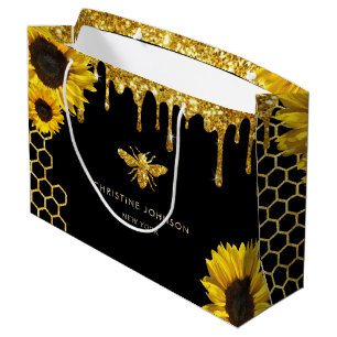 künstliche Glitterbiene und Sonnenblumen Große Geschenktüte