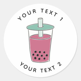 Künstliche Illustration über Boba Tea Line im benu Runder Aufkleber