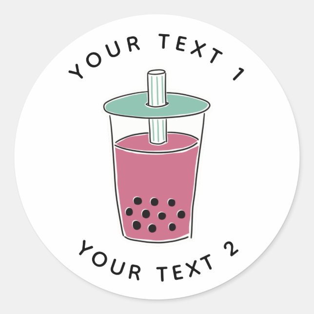 Künstliche Illustration über Boba Tea Line im benu Runder Aufkleber (Vorderseite)