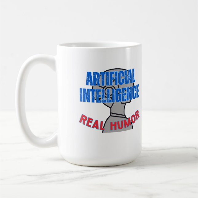 Künstliche Intelligenz, echter Spaß.w White BG Kaffeetasse (Links)