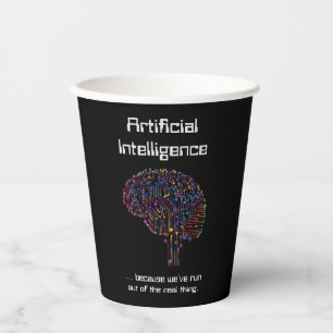 Künstliche Intelligenz gegen wirkliche Dinge Pappbecher