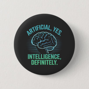 Künstliche Intelligenz Gehirn Humor Design Button
