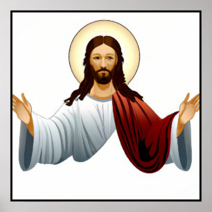 Künstliche Intelligenz Kunst Jesu mit Waffen aus Poster