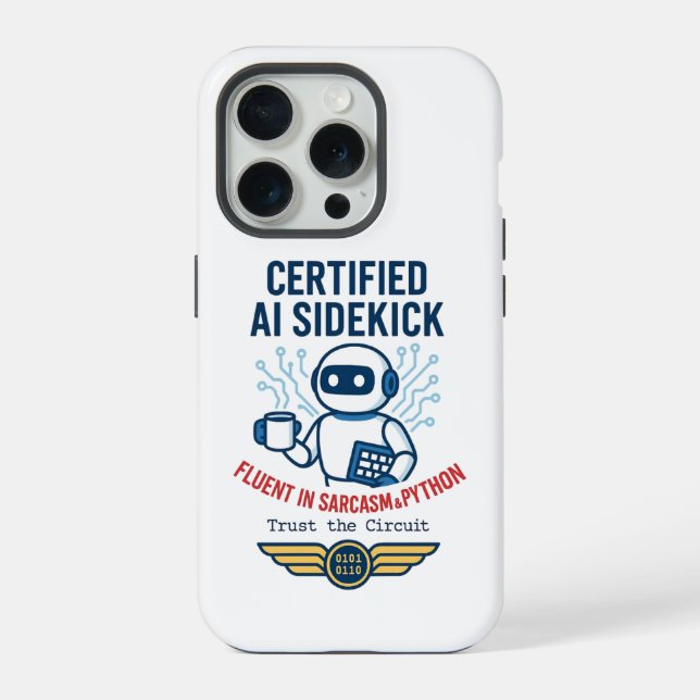 Künstliche Intelligenz Sidekick Funny Design iPhone 15 Pro Hülle (Rückseite)