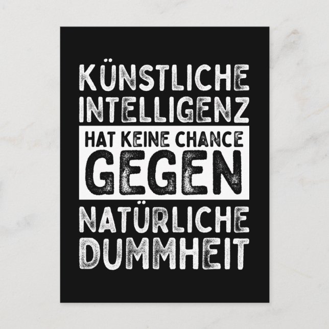 Künstliche Intelligenz vs. Natürliche Dummheit Postkarte (Vorderseite)