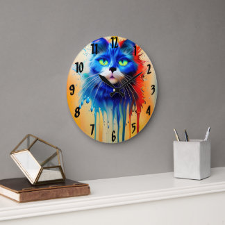 Künstliche Intelligenzkatze Große Wanduhr
