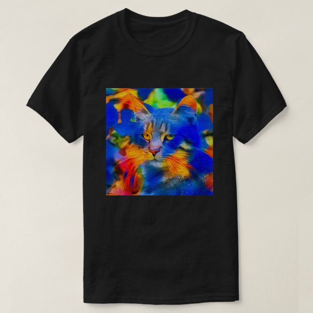 Künstliche neuronale Blume Wildkatze T-Shirt (Design vorne)