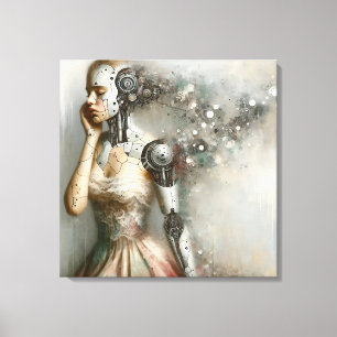 Künstliche weibliche Cyborg-Frau-AI-Kunst Leinwanddruck