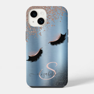Künstliche Wimpern Schwarz Glitter Diamanten Roség iPhone 14 Hülle
