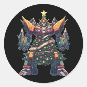 Künstlicher Weihnachtsbaum-Roboter Runder Aufkleber