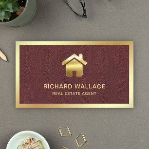 Künstliches Leder Goldfolie Home-Logo Immobilienma Visitenkarte