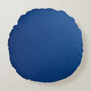 Künstliches, weiches, blaues Leder. Ledertextur au Rundes Kissen