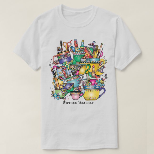 Kunstlieferungen in farbigen Gruppen personalisier T-Shirt (Design vorne)
