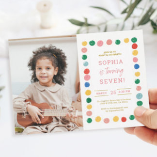 Kunstmalerei 7. Geburtstagsparty Foto Einladung