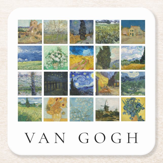 Kunstmalerei Collage Vincent Van Gogh Rechteckiger Pappuntersetzer (Vorderseite)