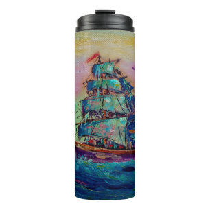 Kunstmalerei Öl Farbe barque Glück thailandabstra Thermosbecher