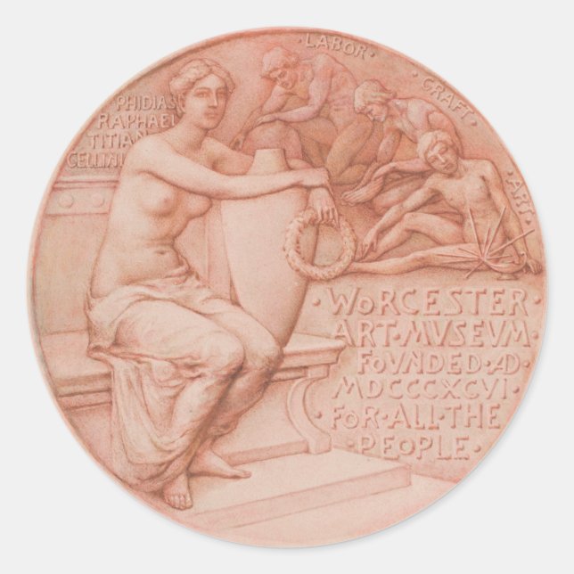 Kunstmuseum Worcester - Siegel Design Runder Aufkleber (Vorderseite)