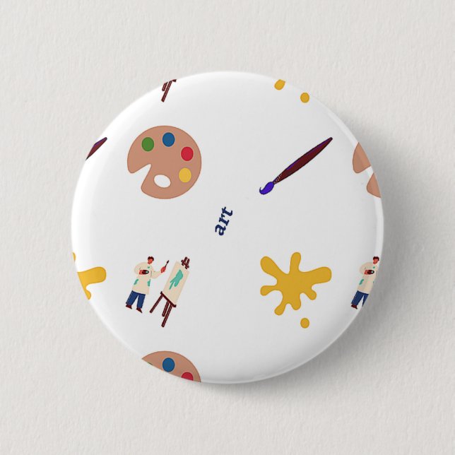 Kunstmuster auf Weiß Button (Vorderseite)