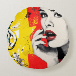 Kunstportrait mit zwei Pop Rundes Kissen