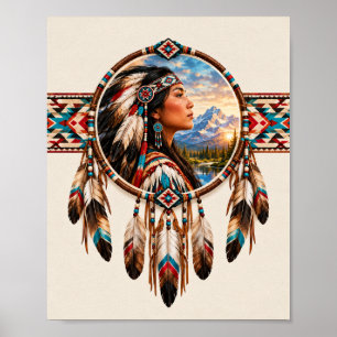 Kunstprint Dreamcatcher des indianischen Erbes Poster