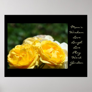 Kunstprint Moms Weisheit Gelbe Rose Liebe Lachen Poster