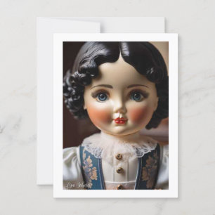 Kunstpuppe im Vintage-Stil auf Postkarte