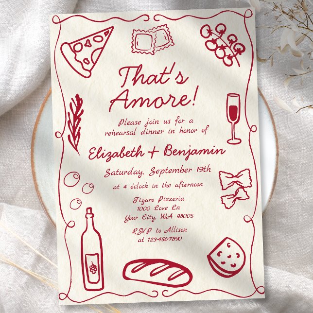 Kunstrasen Rotes Retro Italienisches Probe Abendes Einladung (Von Creator hochgeladen)