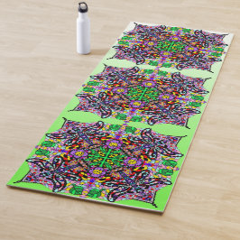 Kunstrasenfliege Mandala Lila Lime Green Yogamatte