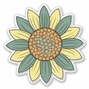 Kunstretro Sonnenblumen Illustration Kunst Aufkleber