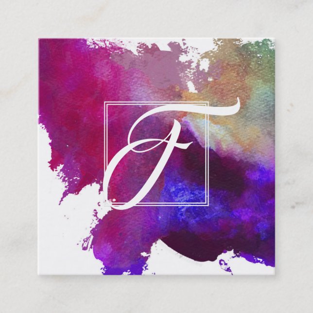 Kunstrosa Abstrakte Aquarellkunst Quadratische Visitenkarte (Vorderseite)