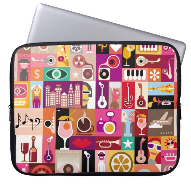 Kunstsammlung, musikalische Vintage Illustration.  Laptopschutzhülle (Vorderseite)