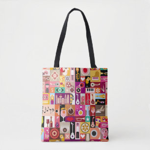 Kunstsammlung, musikalische Vintage Illustration. Tasche