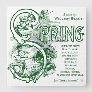 Kunstsatyr-Lamm Frühlings-Gedicht-Williams Blake Quadratische Wanduhr