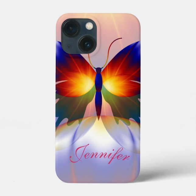 Kunstschmetterling und Individuelle Name Case-Mate iPhone Hülle (Rückseite)
