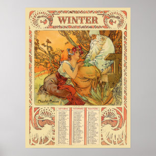 Kunststil-Jugendstil-Winterkalender der viktoriani Poster