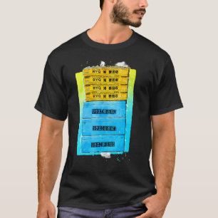 Kunststoffkisten gestapelt japanische Wörter Kanji T-Shirt