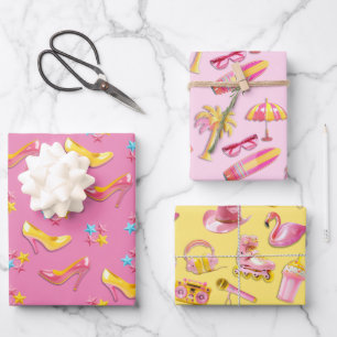 Kunststoffrosa Puppenspielzeug Geschenkpapier Set