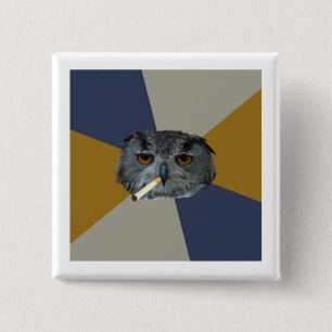 Kunststudent-Eulen-Ratetier Meme Button