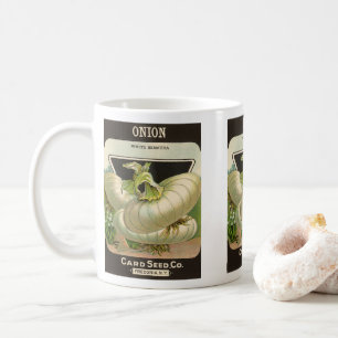 Kunstvolle alte Samenpaket-Etiketten mit weißen Be Kaffeetasse