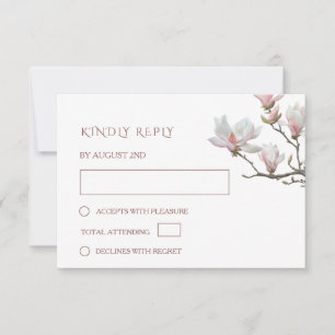 Kunstvolle Gemälde Magnolien Hochzeit RSVP Karte