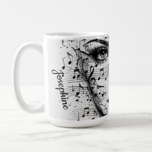 Kunstvolle Notenblatt-Gesichtskunst Schwarz Weiß K Kaffeetasse