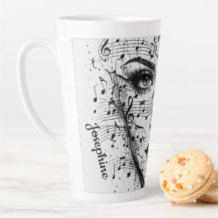Kunstvolle Notenblatt-Gesichtskunst Schwarz Weiß K Milchtasse