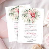 Kunstvolle Roségoldene Botanische Hochzeitseinladu