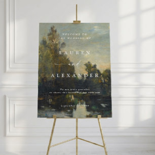 Kunstvolle Vintage-Malerei Hochzeitsbegrüßung Poster