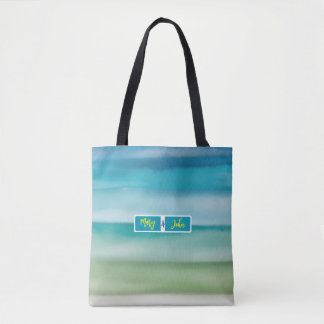 Kunstvolle Wasserfarben-Ozeanhorizont-Kunst mit in Tasche
