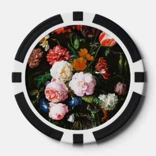 Kunstvoller Druck einer düsteren floralen Botanik  Pokerchips