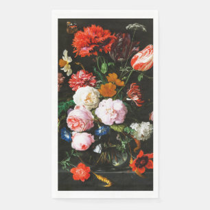 Kunstvoller Druck einer düsteren, floralen Botanik Serviette