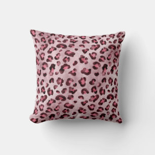 Kunstvoller Leoparden-Druck in Rosa mit Wildkatzen Kissen