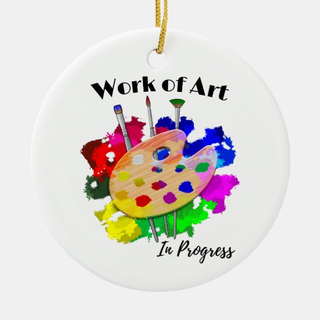 Kunstwerk in Bearbeitung Artist Palette Pinsel Keramik Ornament (Vorne)