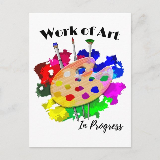 Kunstwerk in Bearbeitung Artist Palette Pinsel Postkarte (Vorderseite)